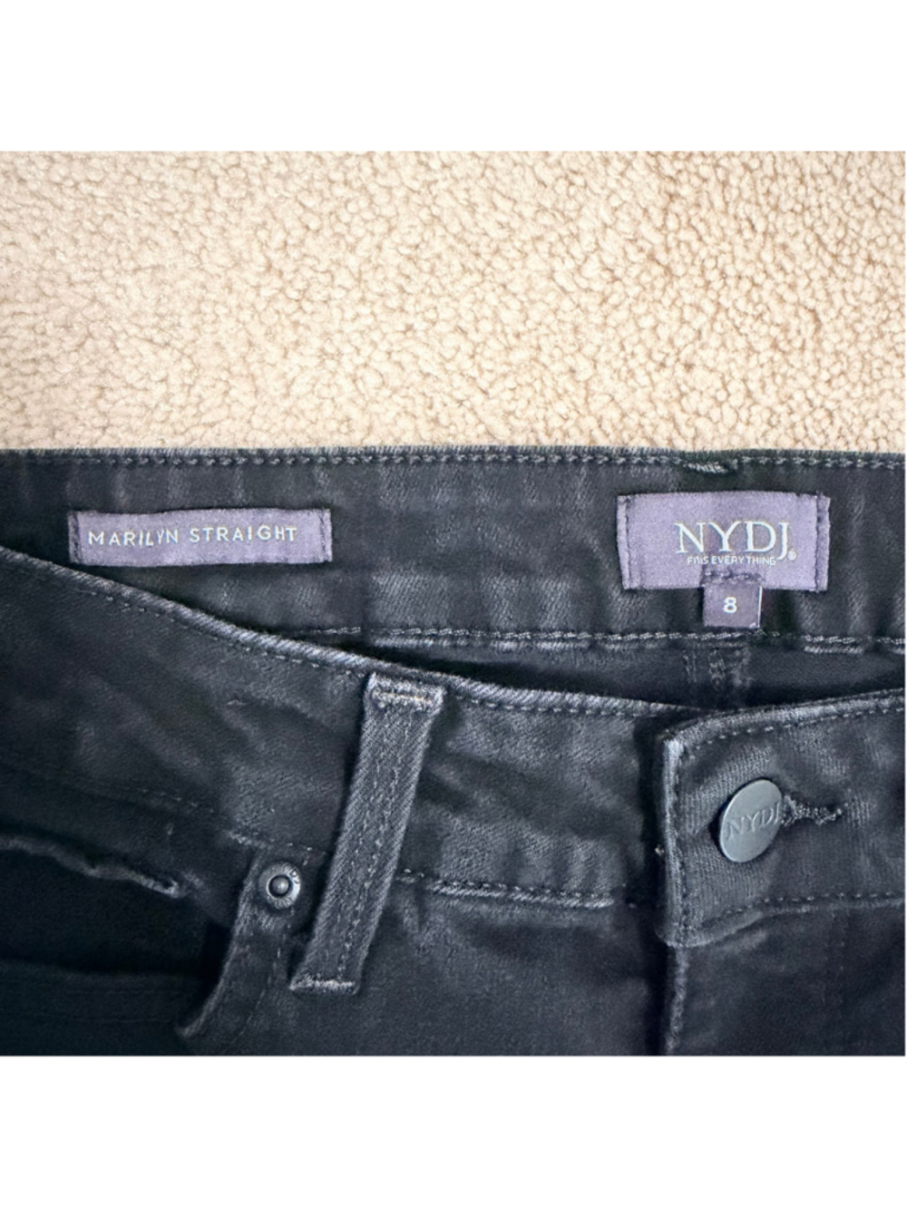 NYDJ Black Marilyn Straight Leg Jeans Women's Size 8 Lift Tuck Technology - Picture 3 of 12